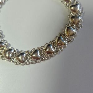 Sterling Silver Filigree Heart Bracelet 6.75"